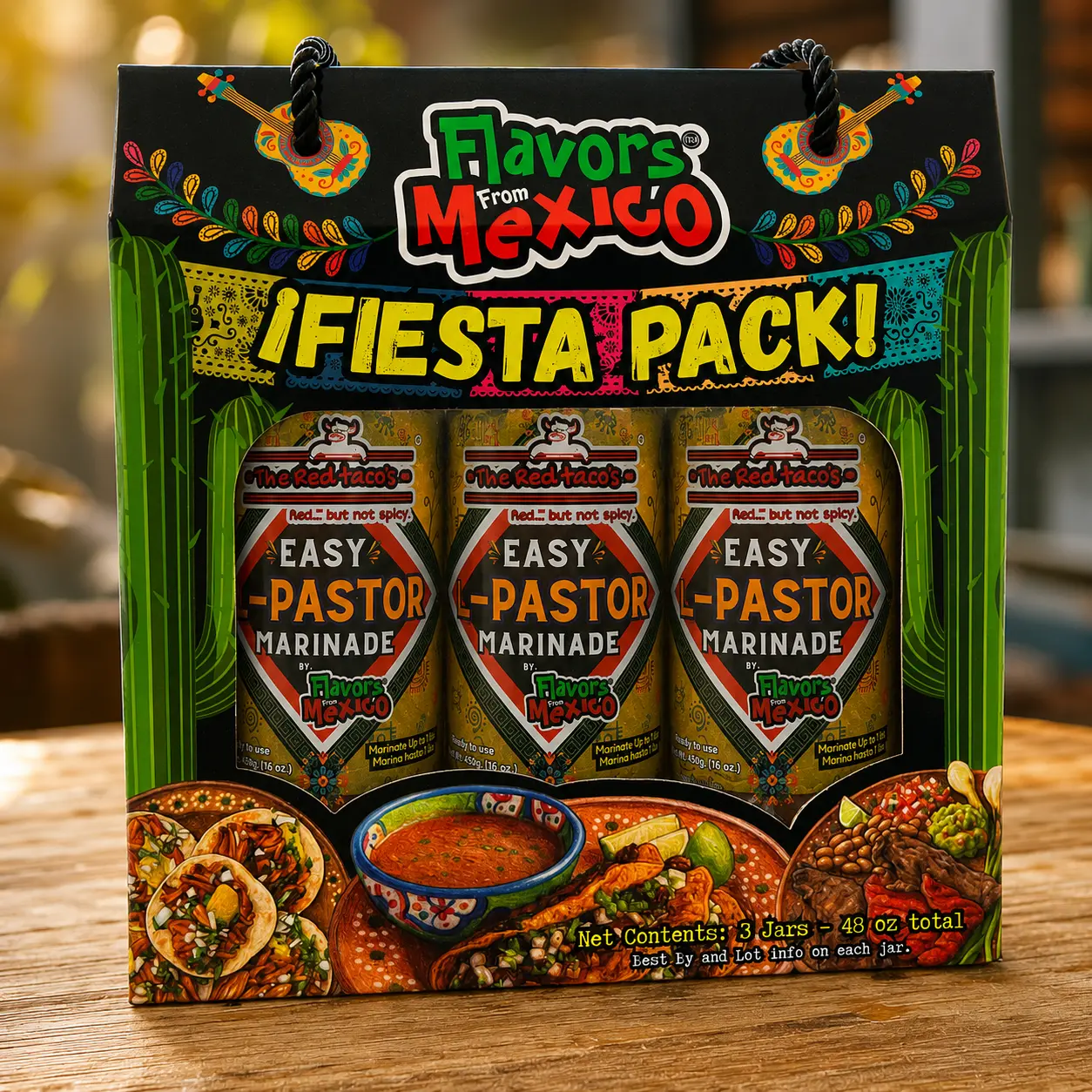 Al Pastor Marinade Pack - Mexican Flavors, Chile Blend, Mexican Herbs, Contains Soy, 3 Ready-to-Use Jars (48 oz Total), Room Temp Storage