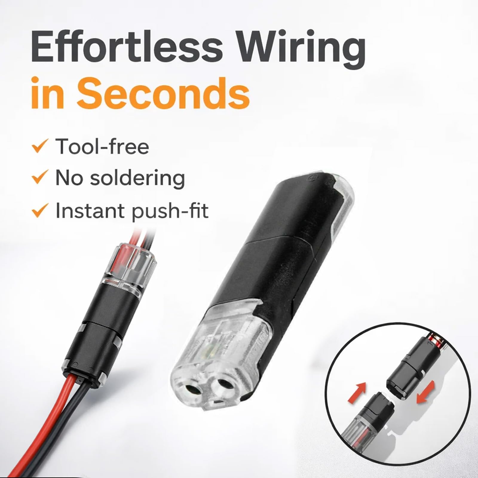 60Pcs Double Wire Plug in Connector Led Light Strip Connectors 2 Pin,Low Voltage Wire Connector with Locking Buckle, No Wire Stripping Cutting