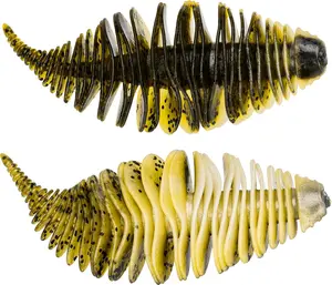 Thkfish 5-6pcs Ribbed Flat Worm Soft Bass Bait , Realistic Bluegill Imitation with Deadly Swim Action for Bass Anglers, Soft & Tough