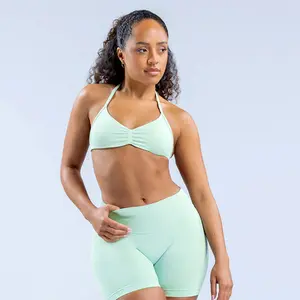(with logo) DFYNE Impact Strappy Bra High Support Sports Top Quick-Dry Compression Fitness Set