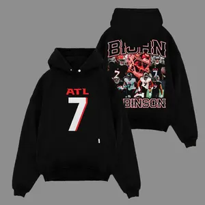 Bijan Robinson 'Bijan Mustard' 7 For Falcons Nation Hoodie Sweatshirt T-Shirt (Made In US), Falcons Football Fans Outfit, Dirty Birds Nation Game Day Outfits, Gift For Football Fans, Football Graphic Hoodie