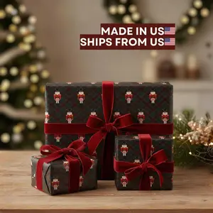 Nutcracker Pattern Christmas Wrapping Paper Holiday Gift Wrap Sheet Roll Festive Seasonal Packaging