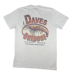 Daves Outpost 100% Cotton Short Sleeve T-shirt with our Iconic Shrimp Logo