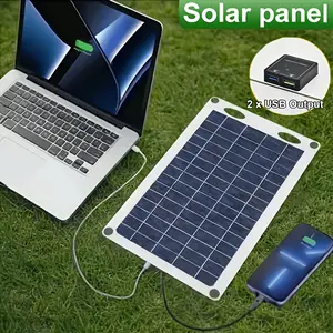 1 Solar Panel with USB Interface-Lightweight and Portable Camping, Hiking Travel & Outdoor Power Bank, Compatible with Smartphones, Tablets, Flashlights, Fans, No Batteries, Integrated Cable Design, Solar Charging Station, Camping Essential