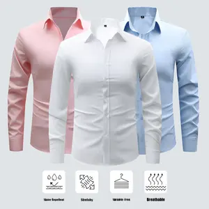 3-Pack Men's Long Sleeve Shirts, Stretch Business Professional Dress Non-Iron Suit Shirts Casual Short Sleeve Tooling, Long Sleeve Casual Button Shirts, Suitable for Formal Settings, Outdoor Clothing