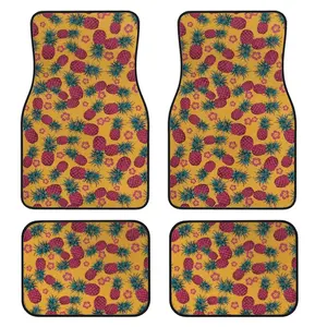 4-Piece Tropical Pineapple Print Car Floor Mats Set, Universal Fit for All Vehicles, Stylish Interior Accessories, Easy Clean, Comfortable Protection