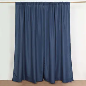 2 Pack 5ftx8ft Navy Blue Polyester Backdrop Drape Curtains With Rod Pockets, Event Divider Panels 130GSM