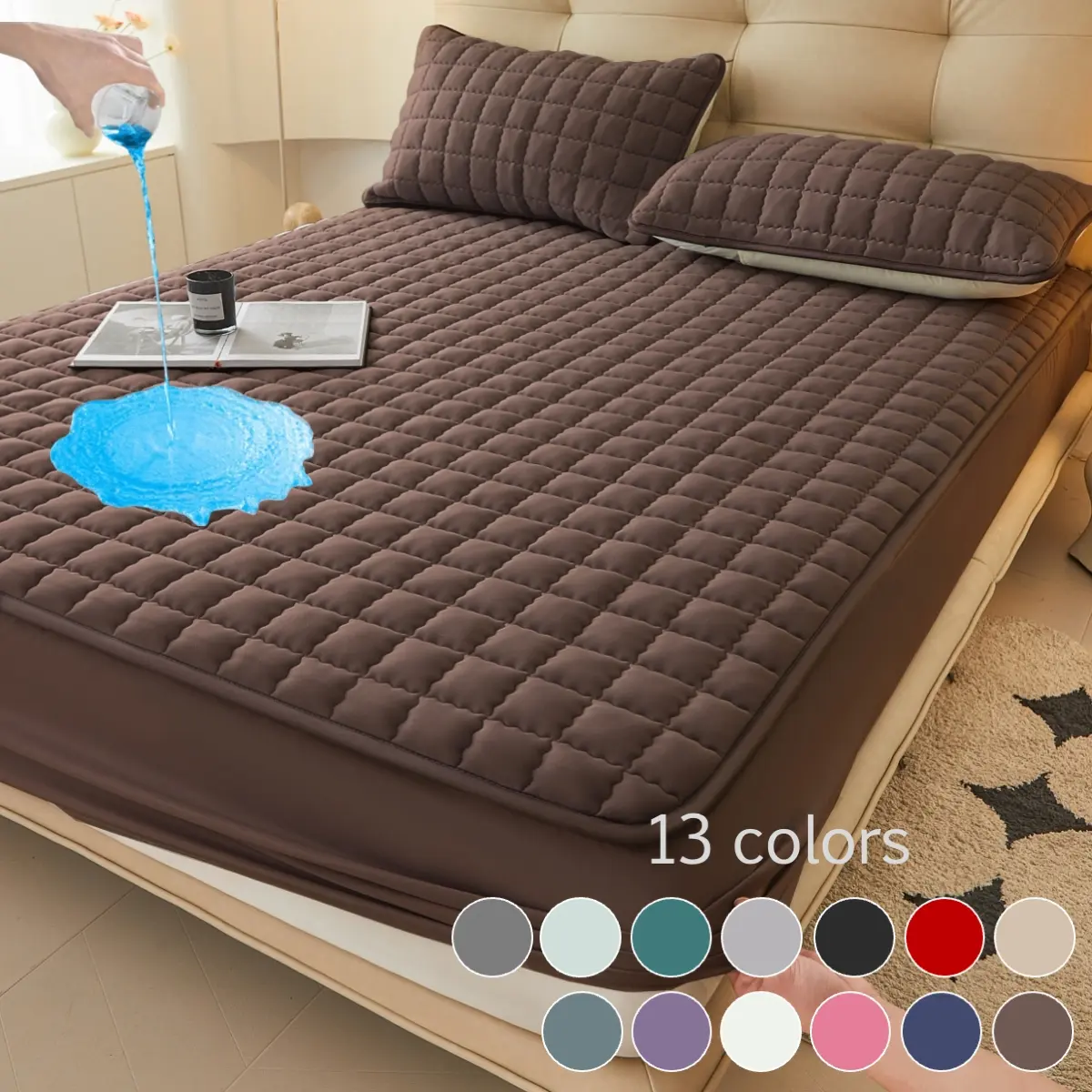 2/3 Piece Waterproof Protection Mattress Protector Set with Deep Pocket Fit, Soft, Noiseless, Breathable, Stain-Resistant, Machine Washable Fitted Mattress Cover for Bedroom, Guest Room, Dorm, Kids, Pets, Elderly, Hotels – Includes Pillowcases