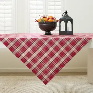 Burgundy Plaid Table Throw