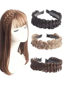 1 piece women's elegant Fried Dough Twists braid wig headband, lifelike hair braid design with anti-skid grip, fashionable hair accessories with combs for daily use Braided Headband