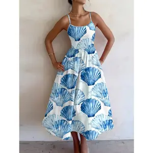 Blue Shell Long Dress