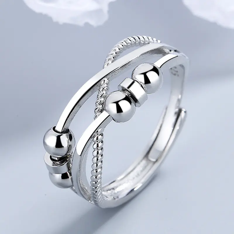 Spinner Ring for Women, Elegant Intertwined Copper Metal Band, Minimalist Double-Layered Adjustable Design for Everyday Wear, Fashion, Nonstone, Open, Unique Rotating Feature, Dynamic Rotating Feature, Intertwined Ring, Female, Simple, Open Size