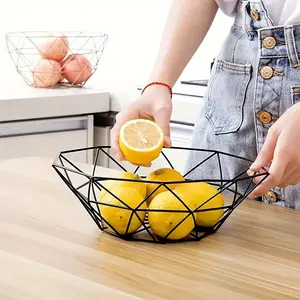 1pc Wire Fruit Bowl, Creative Mesh Fruit Bowl, Metal Storage Rack, Wrought Iron Hollow Drain Fruit Bowl, Snack Storage Bowl, Multifunctional Dry Fruit Plate, Home Table Decor