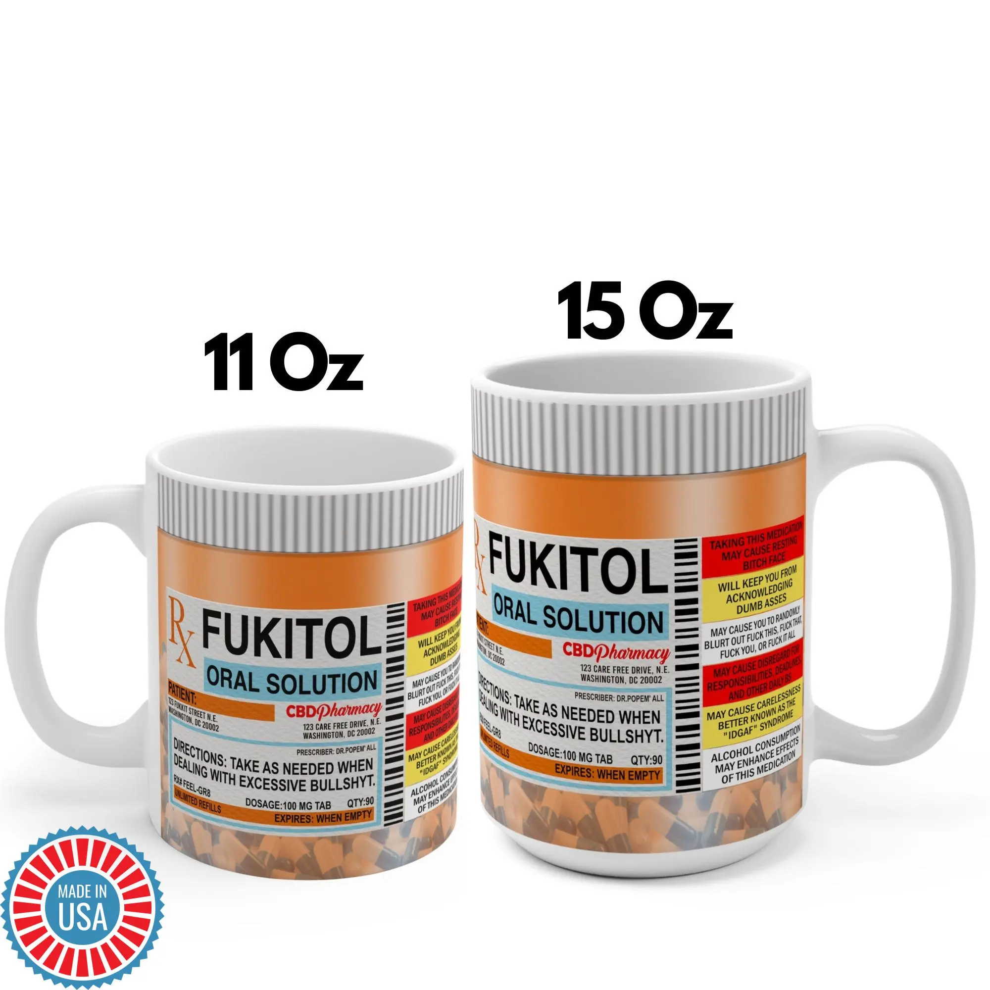 [SALE UP TO 45%] Fukitol Prescription Funny Mug Sassy Cup F**k It All Mug, Sarcastic Mug, Best Birthday Gift Adult Humor