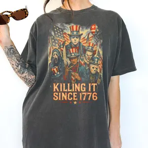 Killing It Since 1776 Shirt, Patriotic Horror Characters T-Shirt, 4th of July Funny Scary Tee