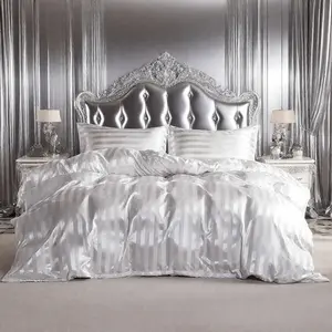NTBAY Satin Duvet Cover Set, 3Pcs Striped Luxury Bedding, Silky Soft, Cozy Vibes for All Seasons, Gift-Ready Comfort, Includes 1 Duvet Cover & 2 Pillowcases (No Comforter)