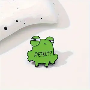 2pcs Cute Cartoon Style Enamel Pin - Charming Green Frog Alloy Brooch for Everyday & Party Wear - Fashion Accessory, Creative Clothing Accessories