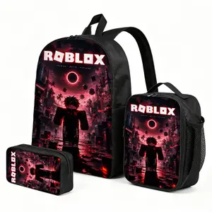 roblox 3PCS Kids Backpack Set with Insulated Lunch Bag | Theme Travel Daypack | Cute Print School Bookbag Pencil Case Combo