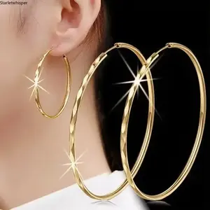 Vintage 18K Gold Plated Hoop Earrings, City Wall Texture Round Earrings, Hypoallergenic Non-Fade Minimalist Elegant Ear Jewelry for Women, Ideal for Daily Wear, Party Styling and Holiday Gift with Free Gift
