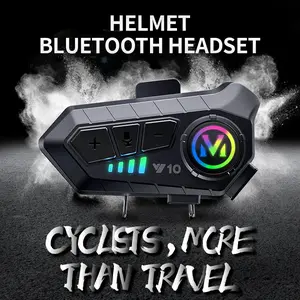 Y10 Motorcycle Helmet Headset Stereo Voice Control Bluetooth V5.3 Hands Free Call 2000mAh Ambient Light Waterproof Noise Reduction Earphones