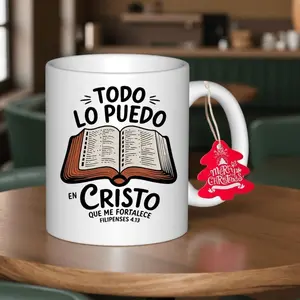 Spanish Bible Verse Coffee Mug Featuring El Libro De Cristo Perfect Christian Gift for Men and Women Reusable Ceramic Cup with Spanish Bible Quotes for Christmas Birthdays and Church Ideal for Coffee and Tea Enthusiasts