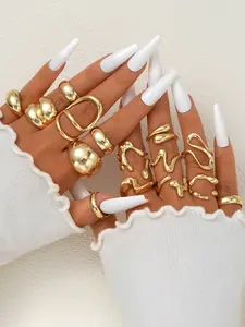 Punk Style Geometric Design Ring Set, Fashion Stackable Rings, Fashion Accessories for Women & Girls, Casual Jewelry for Party, Daily Clothing Decor, for Gift