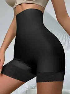 1 piece women’s solid high-waisted lace patchwork waist shaper shapewear bottom, slimming waist trainer, sheath-style tummy-flattening underwear, butt-lifting shapewear leg
