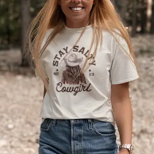 Stay Salty Cowgirl Western Christian T-Shirt | Bible Verse Tee | Faith-Based Graphic Shirt