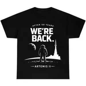 Artemis II Moon Mission T-Shirt, After 50 Years We’re Back Astronaut Graphic Tee, NASA Space Exploration Shirt, Vintage Unisex Gift