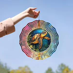Sea Turtle Pattern Wind Spinner, Outdoor Decor Metal Garden Art Hanging Yard Ornament, 10 Inch Ocean Animal Sculpture, Garden Accessories, Garden Decoration