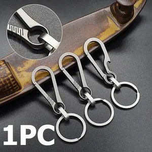 1pc EDC Titanium Alloy Keychain OutdoorS Rock Climbing Tools Pendant Hanging Waist Ring Simple Men'S Gifts Practical Accessories