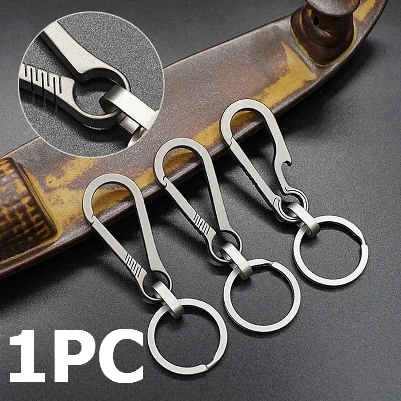 1pc EDC Titanium Alloy Keychain OutdoorS Rock Climbing Tools Pendant Hanging Waist Ring Simple Men'S Gifts Practical Accessories