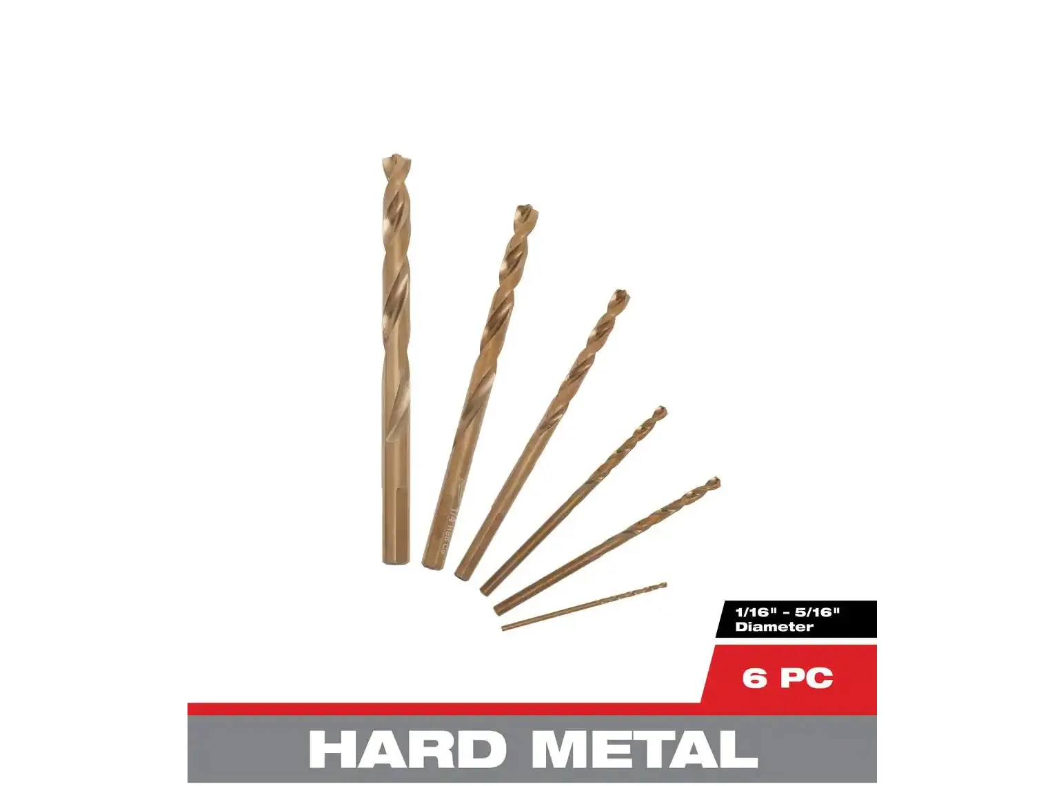 Milwaukee Cobalt Alloy Red Helix Drill Bits Set, 6-Piece Power Tool Accessory for Drill Drivers - Longer Life, Low Speed Opt., Secure Grip (48-89-2330)