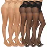 MANZI 6 Pairs Skin Blur Women's Sheer Tights 20D Nude Black Pantyhose Silky Seamless Nylon Tights High Waist Stockings with Control Top Pantimedias efecto piel