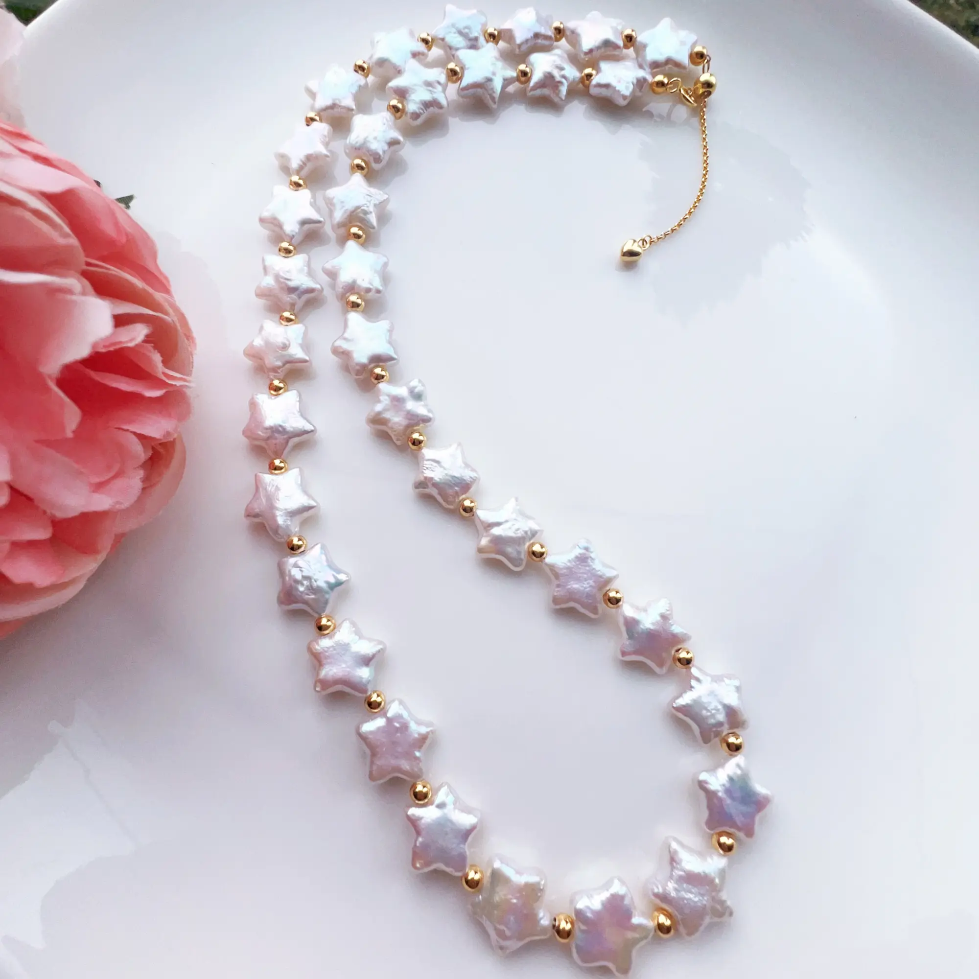 Piswency Star Pearl Necklace, Genuine Freshwater Pearls Chocker, 925 Sterling Silver Baroque Pearl Necklace, Gift for Her