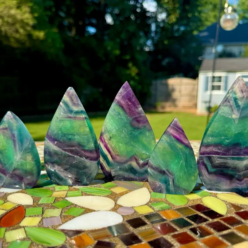 Rainbow Fluorite Arrowhead Carving, Natural Crystal