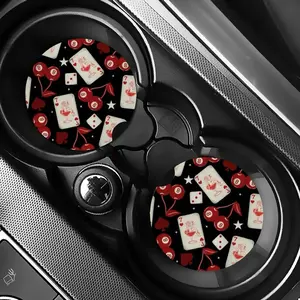 Red Poker Card Car Coaster Set