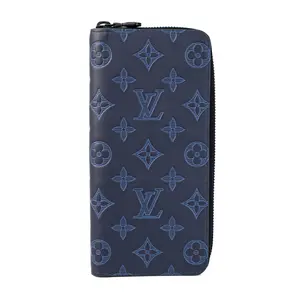 Pre-owned Louis Vuitton Shadow Monogram Leather Small Leather Goods LV Vertical Zippy Wallet L26012621