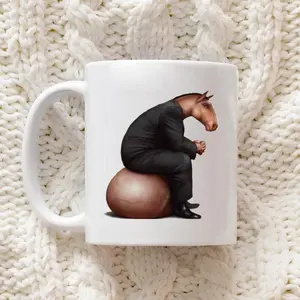 Funny Horseman Siting Mug, Weird Office Humor Mugs, Accountant Gift