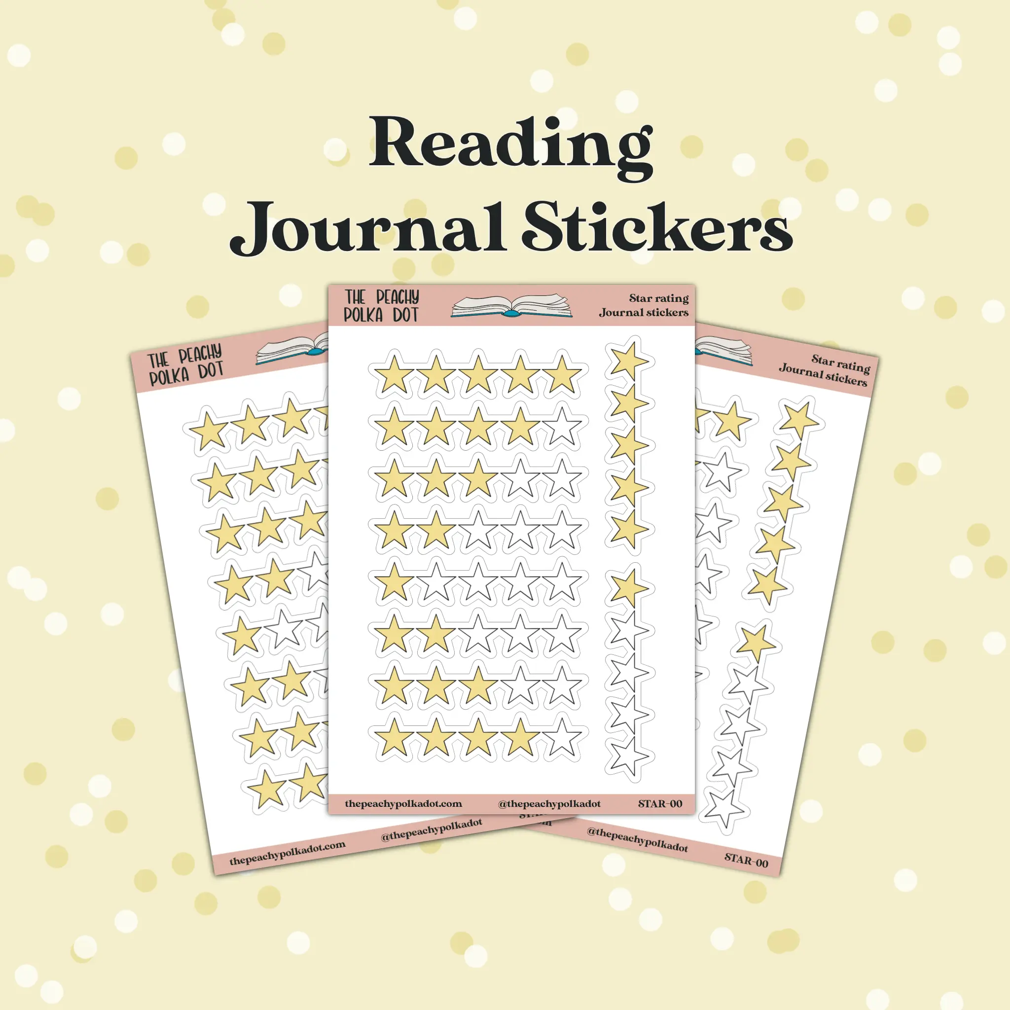 Star Rating Reading Journal Stickers - Star Rating Journal Stickers for Book Reviews & Booktok Journaling - 10 Stickers per Page - 4.5x6.5 Inches from The Peachy Polka Dot