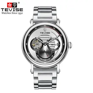 TEVISE T9830 Fully Automatic Men's Watch, 41MM Skeleton Dial, 30M Waterproof Stainless Steel Strap Wristwatch
