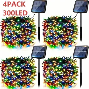 4pack Solar String Lights Set (1200 LED), Christmas New Year Decoration, 8 Modes, Outdoor Wedding Party Lighting, Solar Firefly String