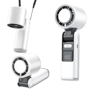 Multifunctional Portable Handheld Turbine Fan, 5 Speeds, LED Light USB Fan, USB Charging Fan, Rechargeable, Multi-Purpose for Outdoor Activities, Travel, Work, Camping, Multifunctional Cooling Fan, Rechargeable Personal Fan