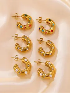 2pcs exquisite and fashionable stainless steel earrings, light luxury, elegant charm, unique style, suitable for various scenarios such as dates, parties, gatherings, and daily commuting. It is a practical and thoughtful gift choice.