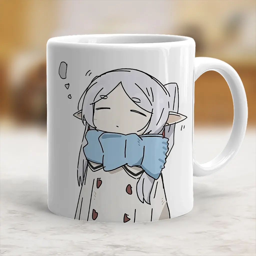 Sleepy Just Twelve More Hours Frieren Coffee Mug, Cute Anime Gift Mug - ani10079