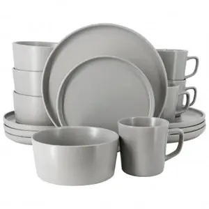 Elama Luxmatte Light Grey 16 Piece Dinnerware Set