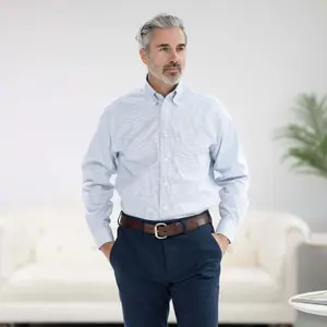 Brooks Brothers  X MagnaReady Stretch Long Sleeve Blue and White Check Button-Down Collar with Magnetic Closures