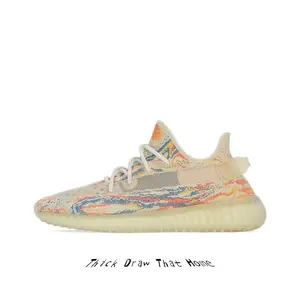Cream Base Multicolor Swirl Printed Breathable Knit Fly Weave Low Top Walking Sneakers, Light Gray Patch Accent Wavy Pale Yellow Foam Cushion Midsole Non-Slip Textured Rubber Outsole Unisex All Day Urban Commute Casual Footwear
