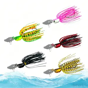 Weedless Bladed Swimming Jigs Fishing Lures Kit Saltwater Freshwater Chatter Bait Jig Heads with Weed Guard Sharp Heavy Wire Hooks Mix Color Skirts Artificial Baits for Bass Crappie Pike Trout with Storage Box