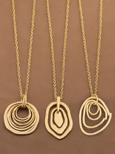 1pc Bohemian Matte Gold Multi-Circles Pendant Necklace, Fashionable Jewelry for Daily Wear, Boho Style Necklace